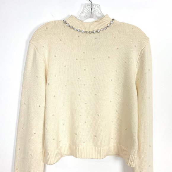 New Zara Knit Sweater with Jewel Beads and Pearls Size Medium - Picture 3 of 16